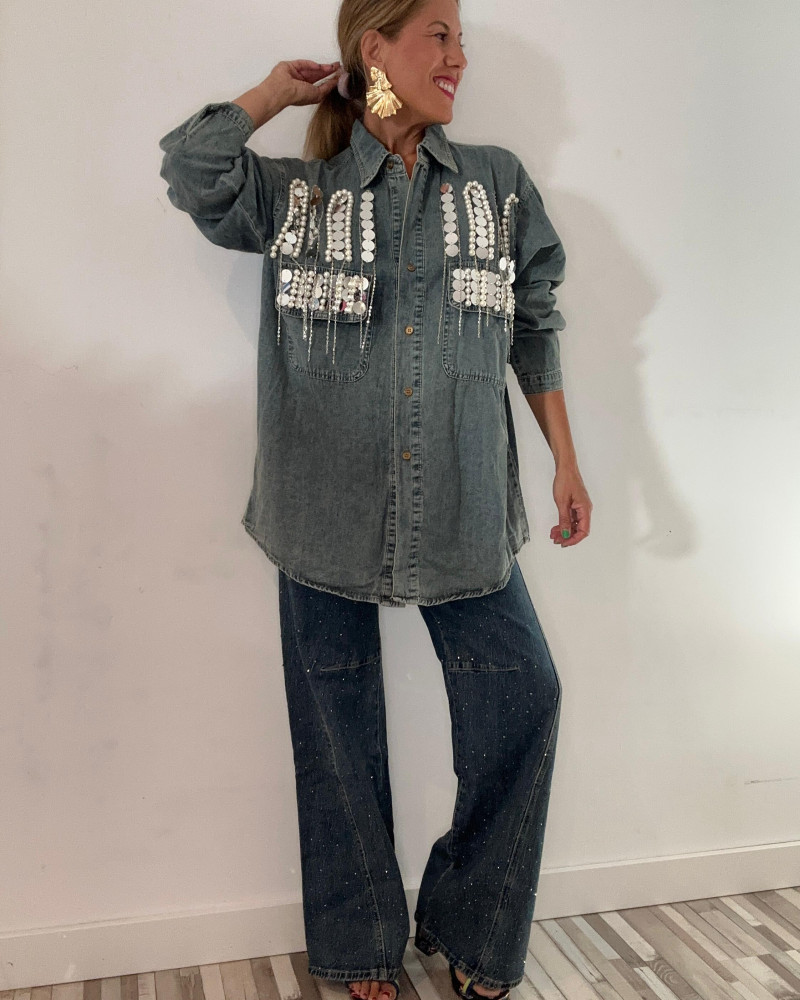 Camisa denim Brillos platinos