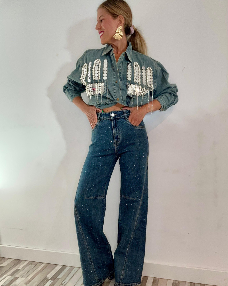 Camisa denim Brillos platinos