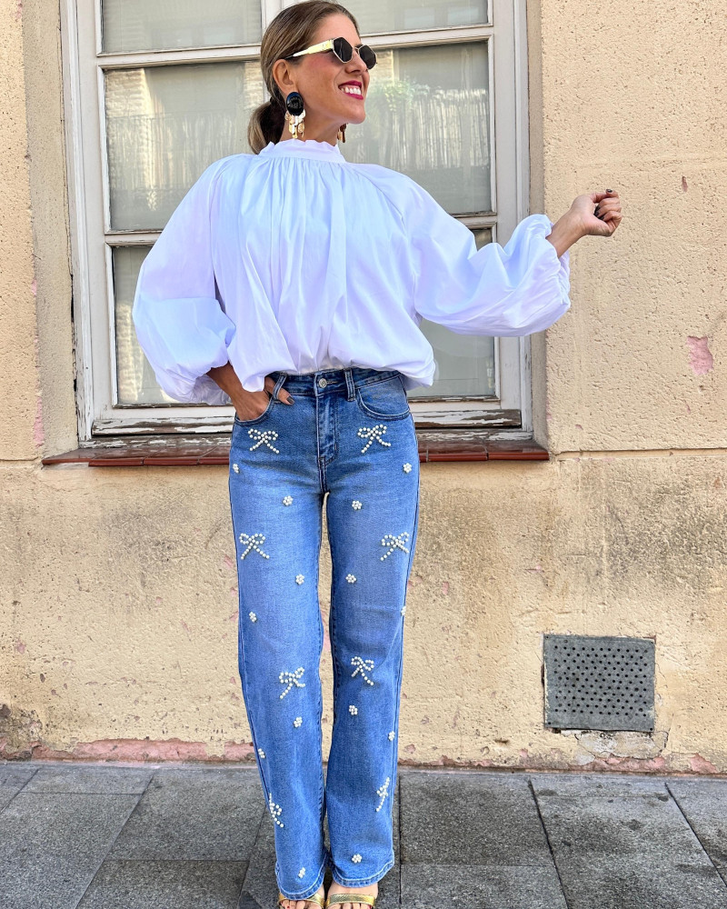 Camisa lazo blanco y negro