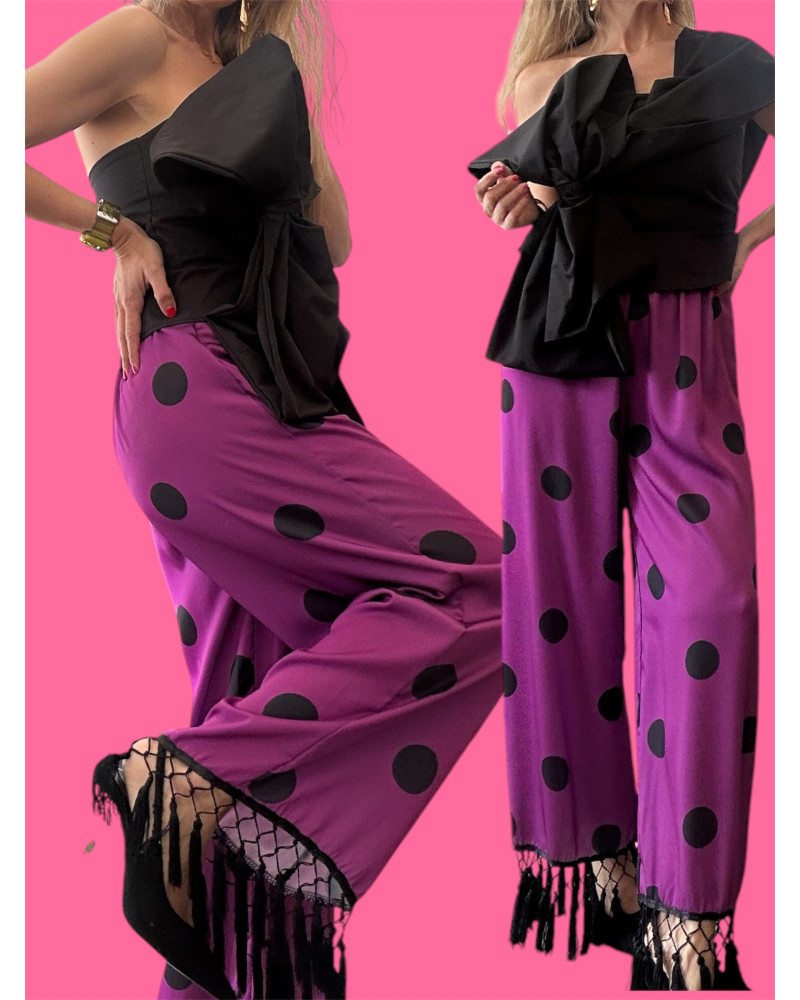 Pantalón lunares flecos