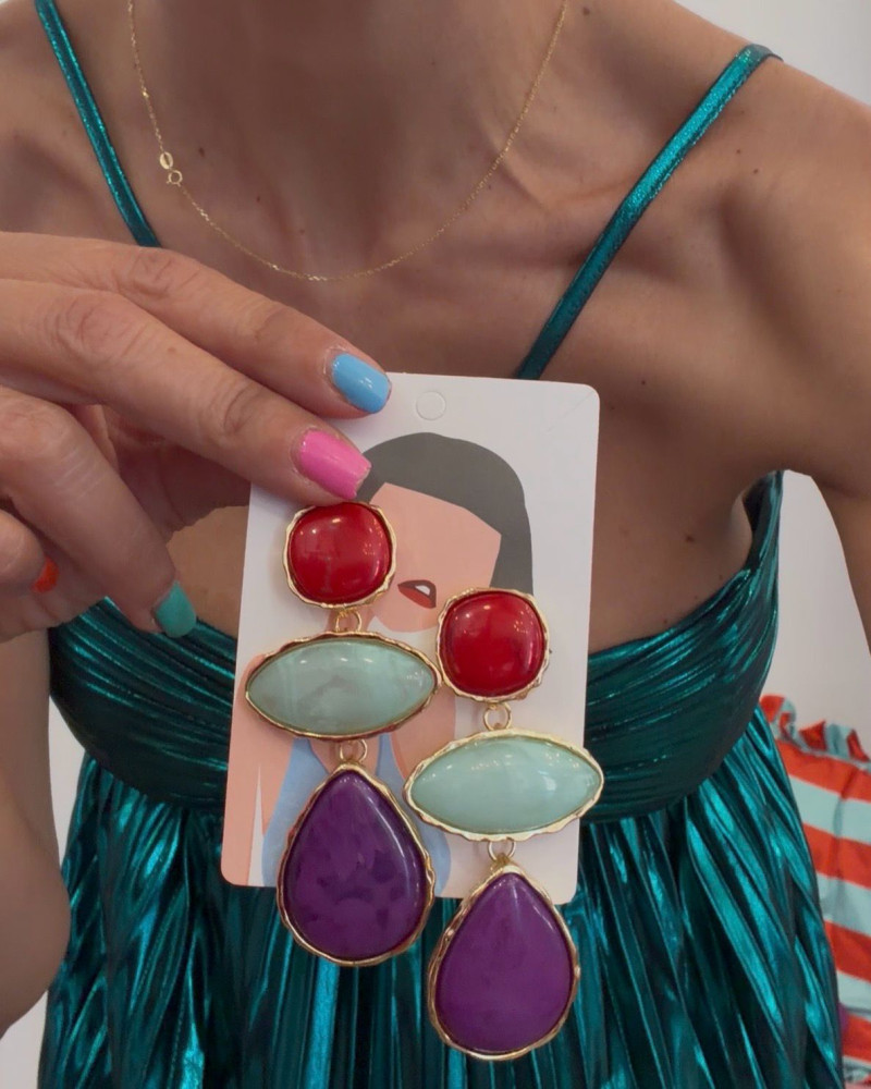 Pendientes óvalo tricolor