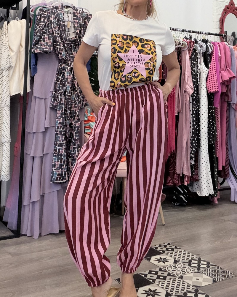 Pantalón fluido rayas