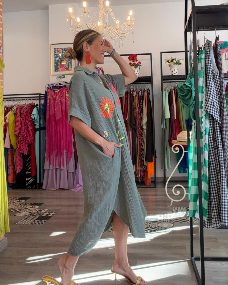 Vestido camisero bambula...