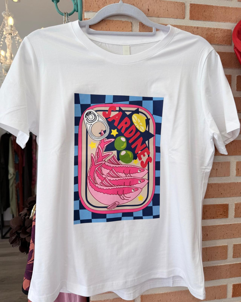 Camiseta lata sardinas azul