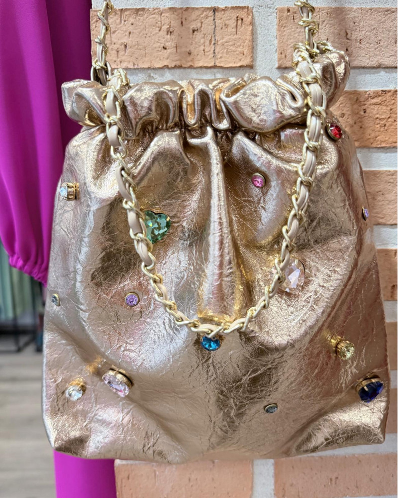Bolso dorado piedras