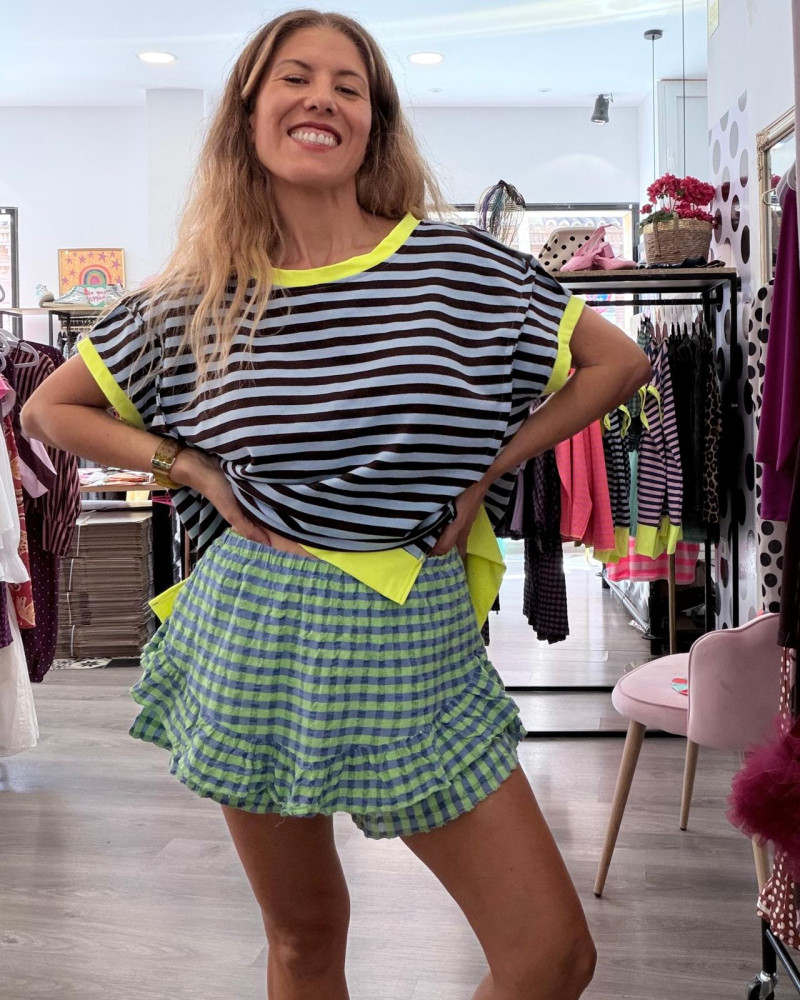 Falda pantalón vichy fluor