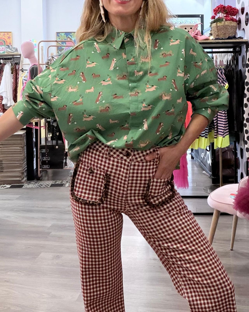 Pantalón Denim cuadros vichy