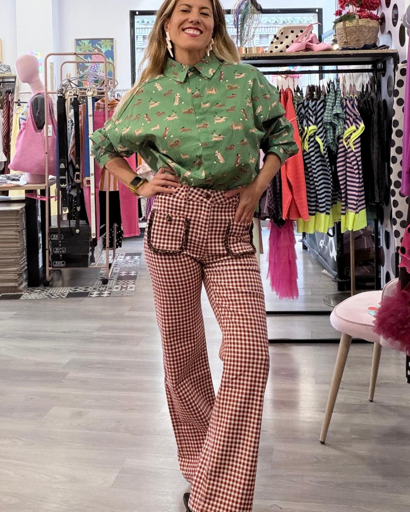Pantalón Denim cuadros vichy