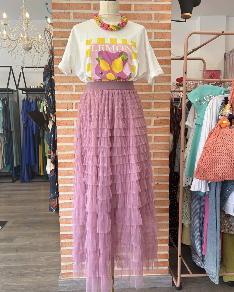 Falda tul mauve