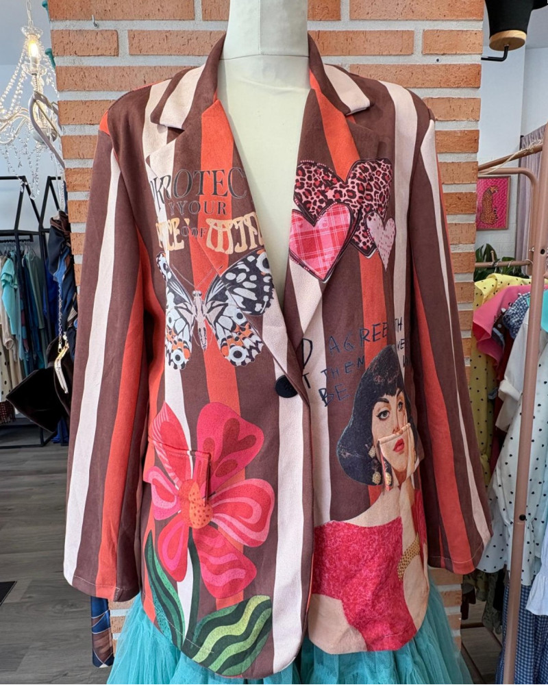Blazer estampado oversized Peace of Mind