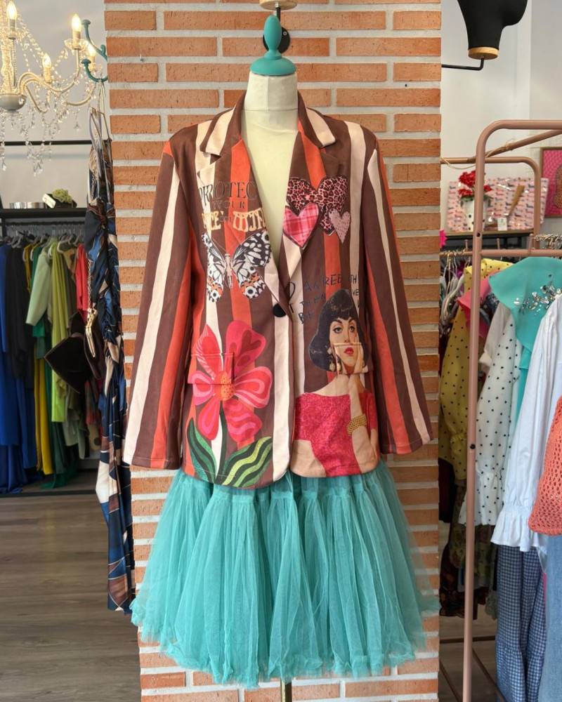 Blazer estampado oversized Peace of Mind