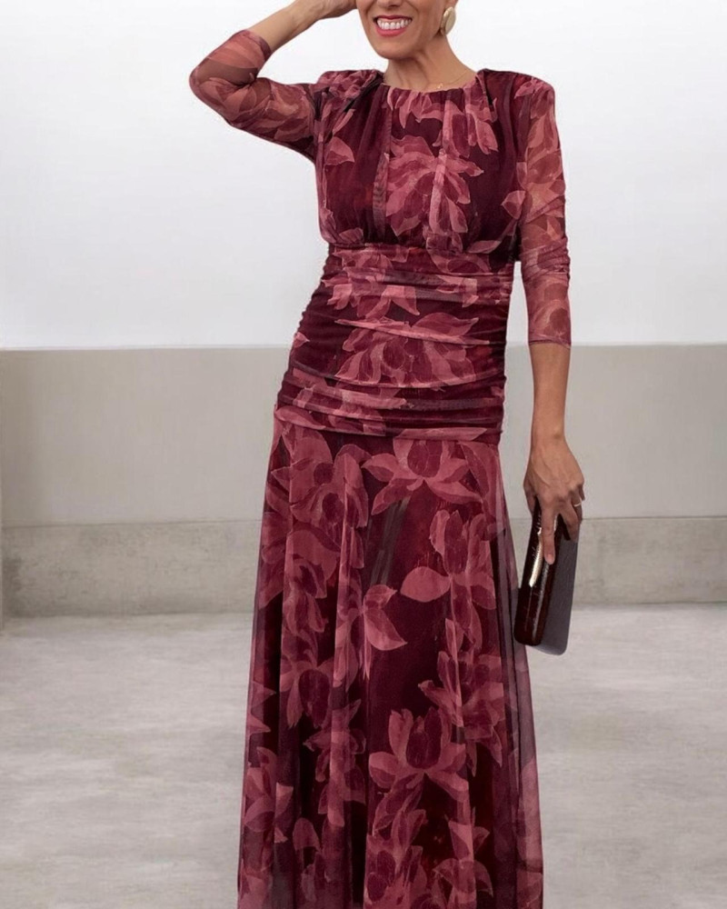 Vestido floral cuello caja