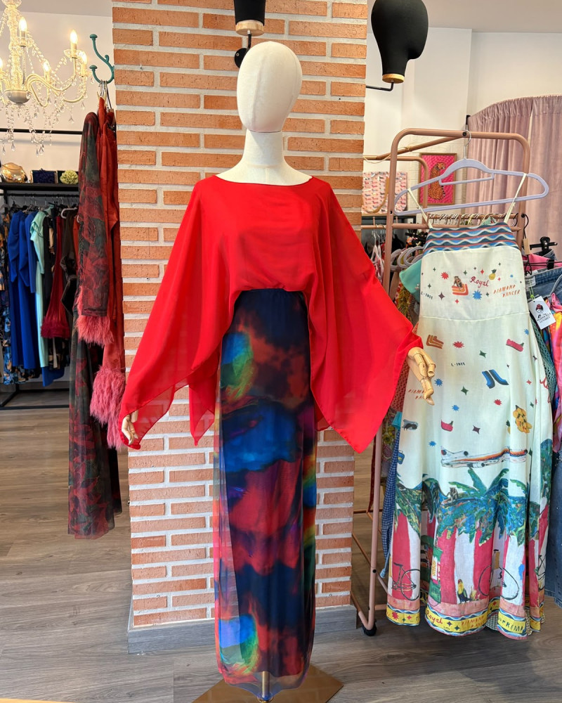 Vestido tubo estampado multicolor