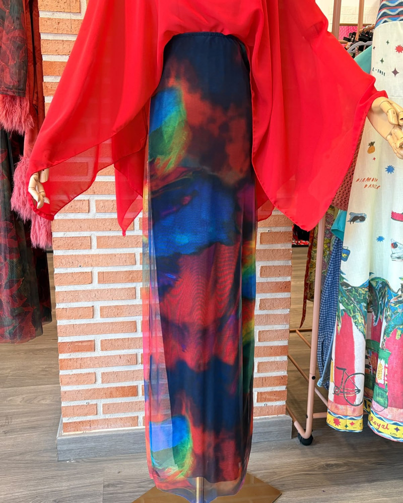 Vestido tubo estampado multicolor
