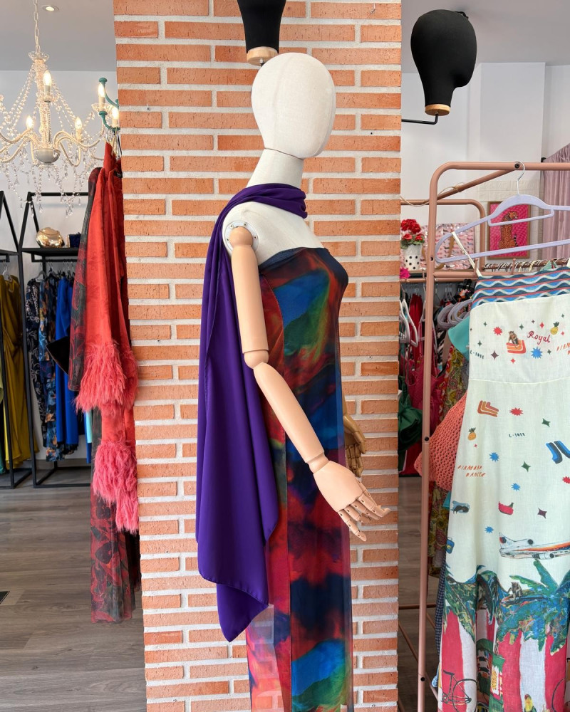 Vestido tubo estampado multicolor