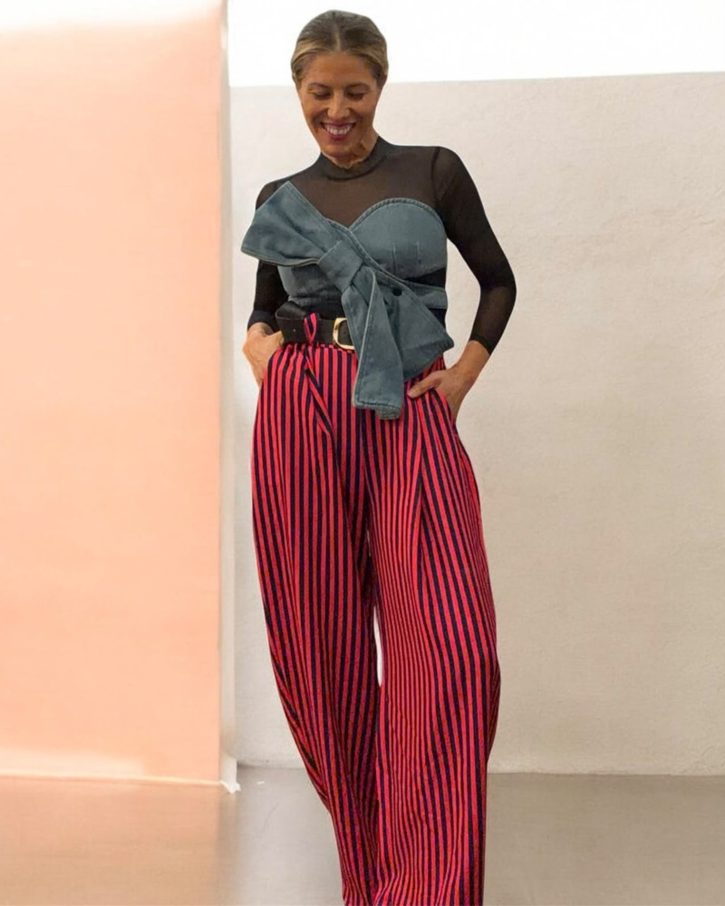 Pantalón rayas fucsia